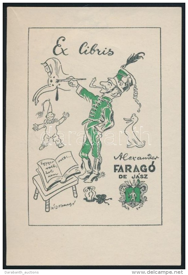 J&aacute;sz-Farag&oacute; S&aacute;ndor (1888-1968): Ex Libris Aleander. Klis&eacute;, Pap&iacute;r, Jelzett A... - Altri & Non Classificati