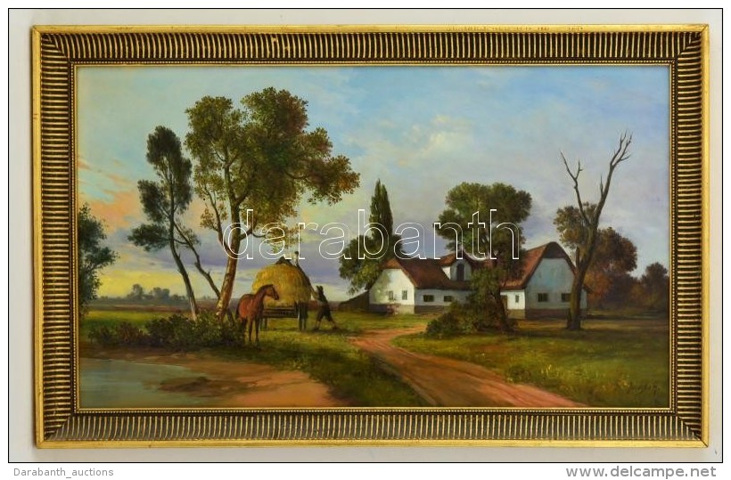 Januska Andr&aacute;s (?-): Tanya. Olaj, Farost, Jelzett, Keretben, 40&times;68 Cm - Altri & Non Classificati