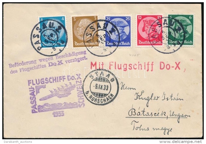 1933 A Dornier Do. X Elmaradt Budapesti Rep&uuml;l&eacute;s&eacute;re Feladott Lev&eacute;l / Cover Mailed For The... - Altri & Non Classificati