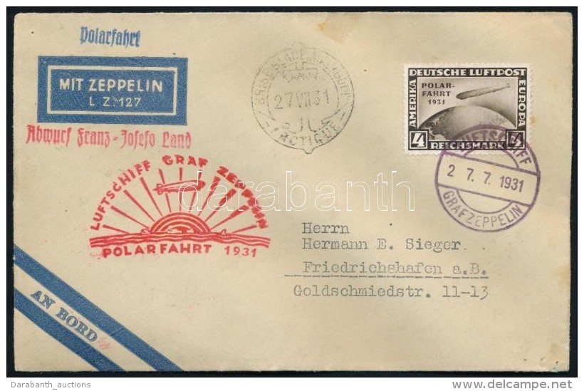 1931 Zeppelin &eacute;szaki-sarki &uacute;tja Lev&eacute;l 4RM Polarfahrt B&eacute;rmentes&iacute;t&eacute;ssel /... - Autres & Non Classés