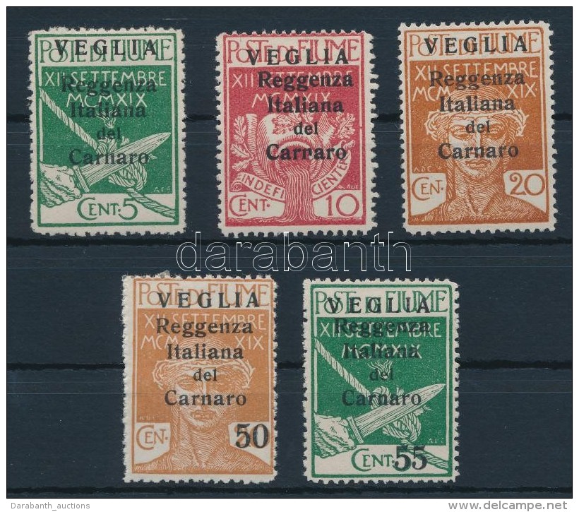 * Carnaro-sziget 1920 5 Klf Forgalmi Mi 28-30 II, 32-33 II - Altri & Non Classificati