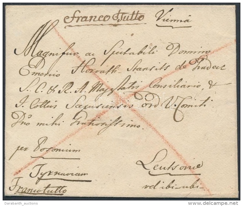 1798 Franco Lev&eacute;l B&eacute;csbÅ‘l LÅ‘cs&eacute;re / Cover From Vienna To Leutsovie 'vel Ibi Ubi' - Altri & Non Classificati