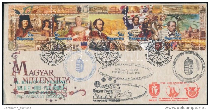 2001 Magyar Millenium Blokk FDC 6 K&uuml;l&ouml;nf&eacute;le R&aacute;k&oacute;czi Alkalmi... - Altri & Non Classificati