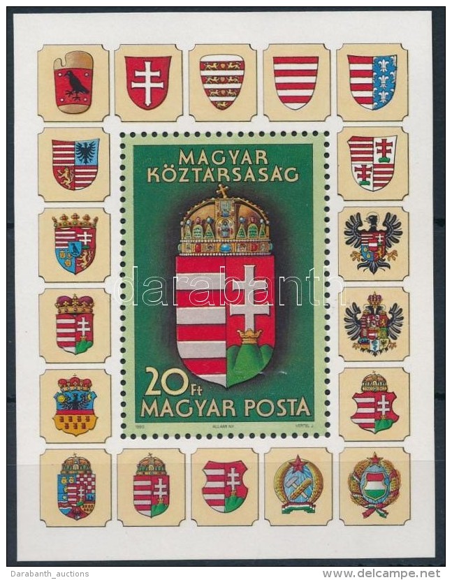 ** 1990 A Magyar K&ouml;zt&aacute;rsas&aacute;g C&iacute;mere (I.) Blokk 'A Magyar Posta Aj&aacute;nd&eacute;ka'... - Altri & Non Classificati