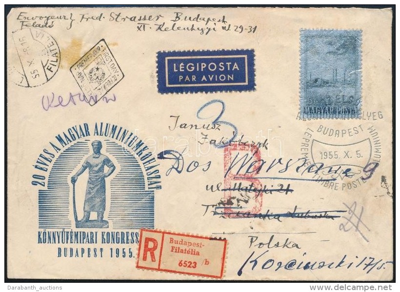 1955 Alum&iacute;nium FDC Aj&aacute;nlott, L&eacute;gi Post&aacute;val Lengyelorsz&aacute;gba (4.500) - Altri & Non Classificati