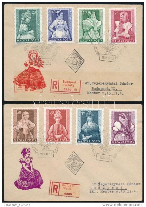 1953 N&eacute;pviseletek (I.) Sor 2 Db Aj&aacute;nlott FDC-n - Altri & Non Classificati