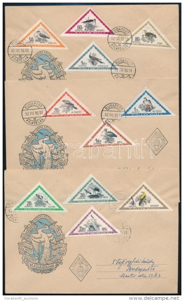 1952 Madarak Sor 3 Db FDC-n - Altri & Non Classificati