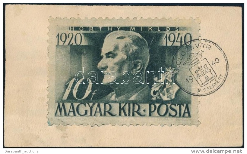 1940 Korm&aacute;nyz&oacute;i 20 &eacute;ves &eacute;vfordul&oacute; 10f B&eacute;lyeg K&eacute;pe Kartonlapon... - Altri & Non Classificati