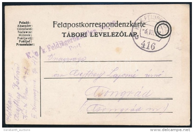 1917 T&aacute;bori Posta LevelezÅ‘lap 'K.u.k. Feldj&auml;gerbataillon No.28' + 'FP 416 B' - Autres & Non Classés