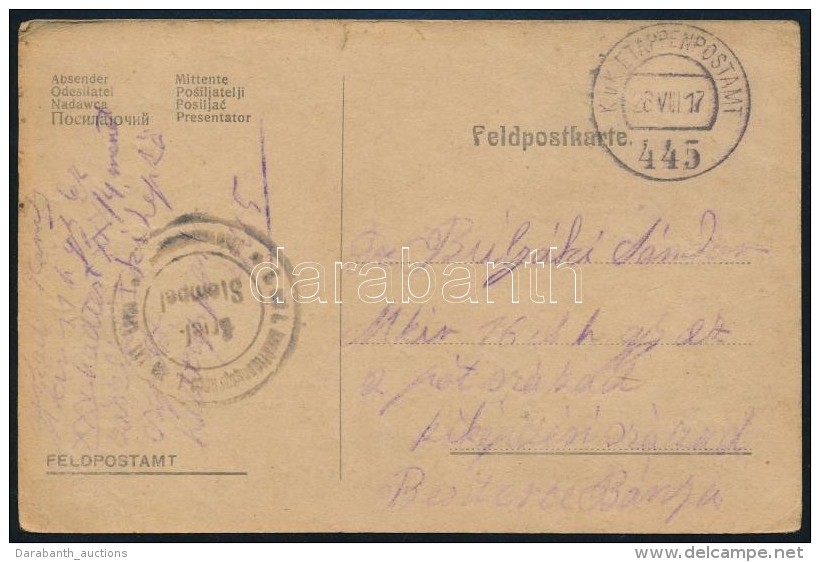 1917 T&aacute;bori Posta LevelezÅ‘lap 'EP 445' - Altri & Non Classificati