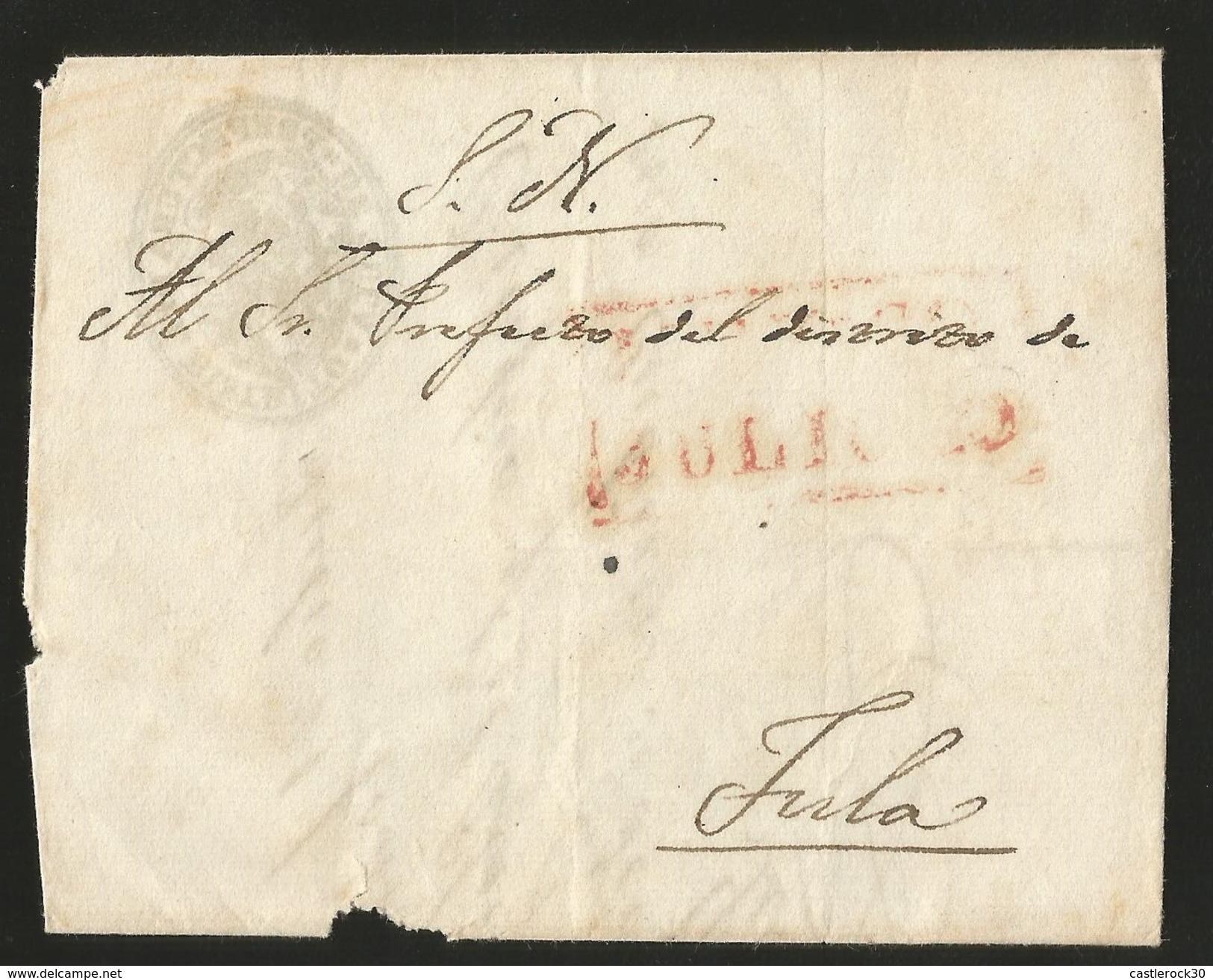 J) 1845 MEXICO, PRESTAMP, RED BOX CANCELLATION, COMPLETE LETTER, CIRCULATED COVER, FROM MEXICO TO TULA - Mexico