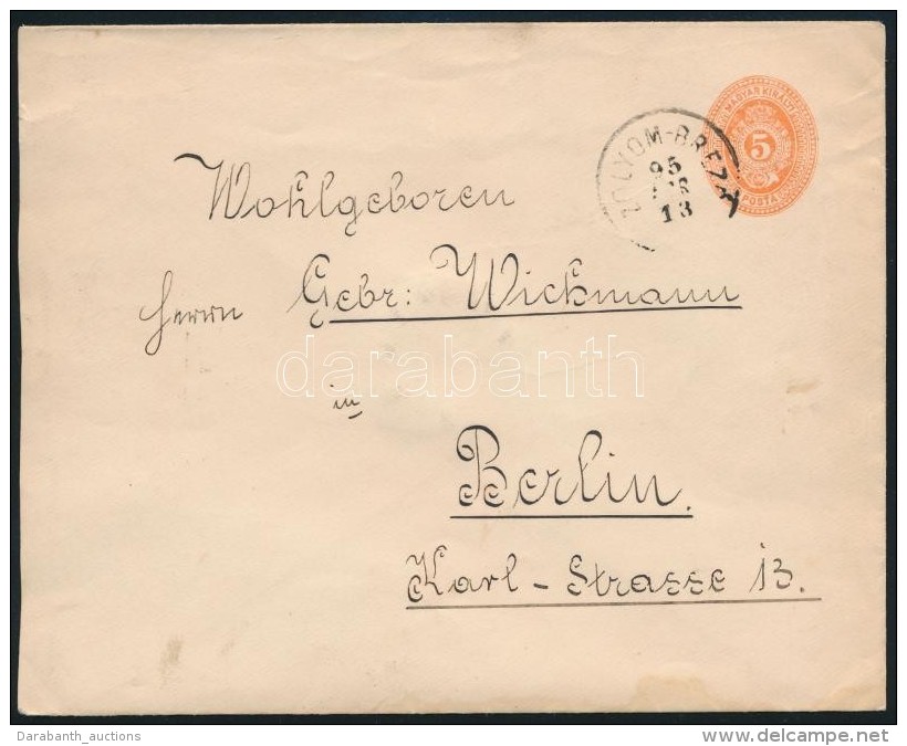 1895 5kr D&iacute;jjegyes Lev&eacute;l 'Z&Oacute;LYOM-BREZ&Oacute;' - Berlin - Altri & Non Classificati