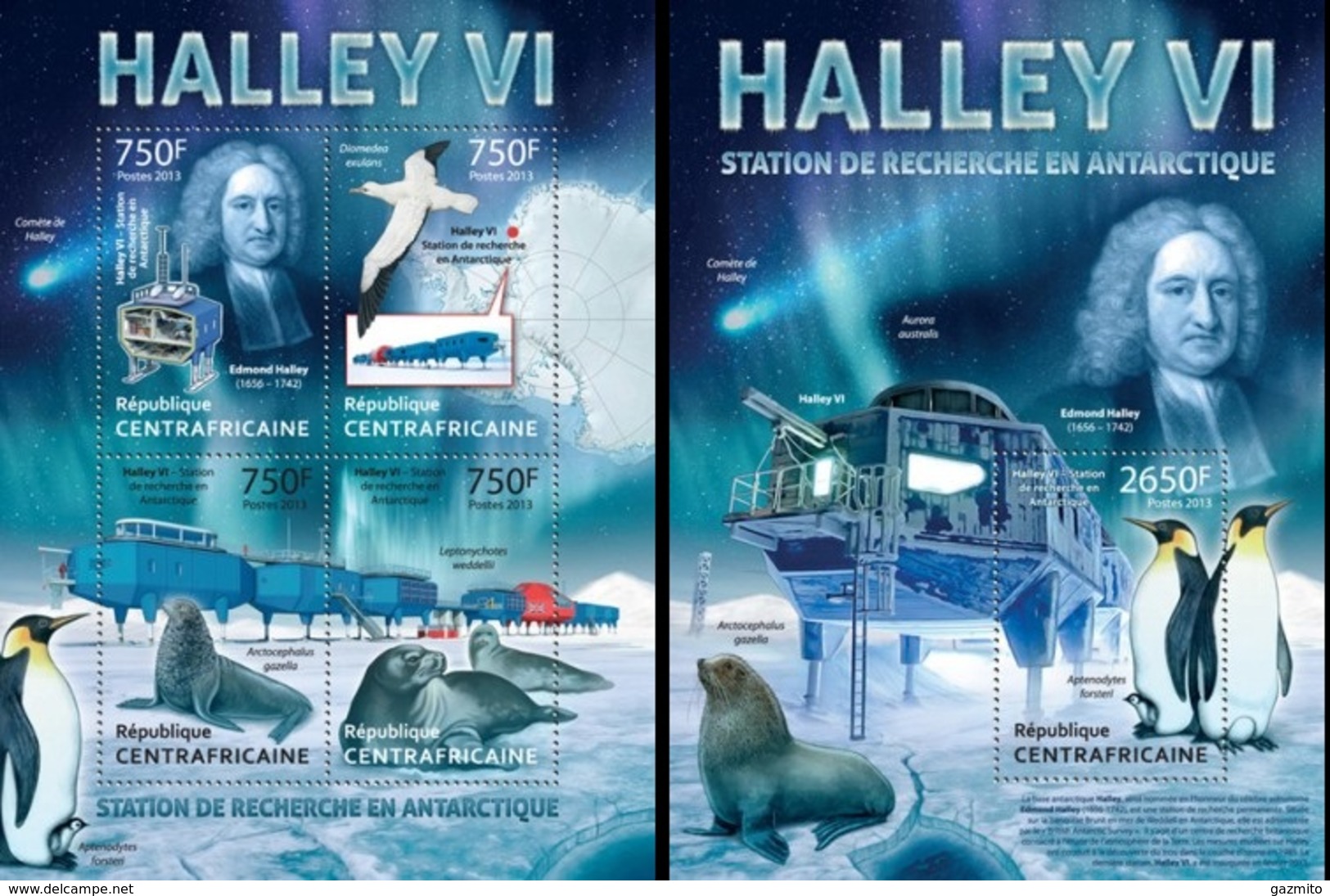 Centrafrica 2013, Antartic Station Halley VI, Pinguins, Seal, Bird, 4val In BF+BF - Antarctic Wildlife