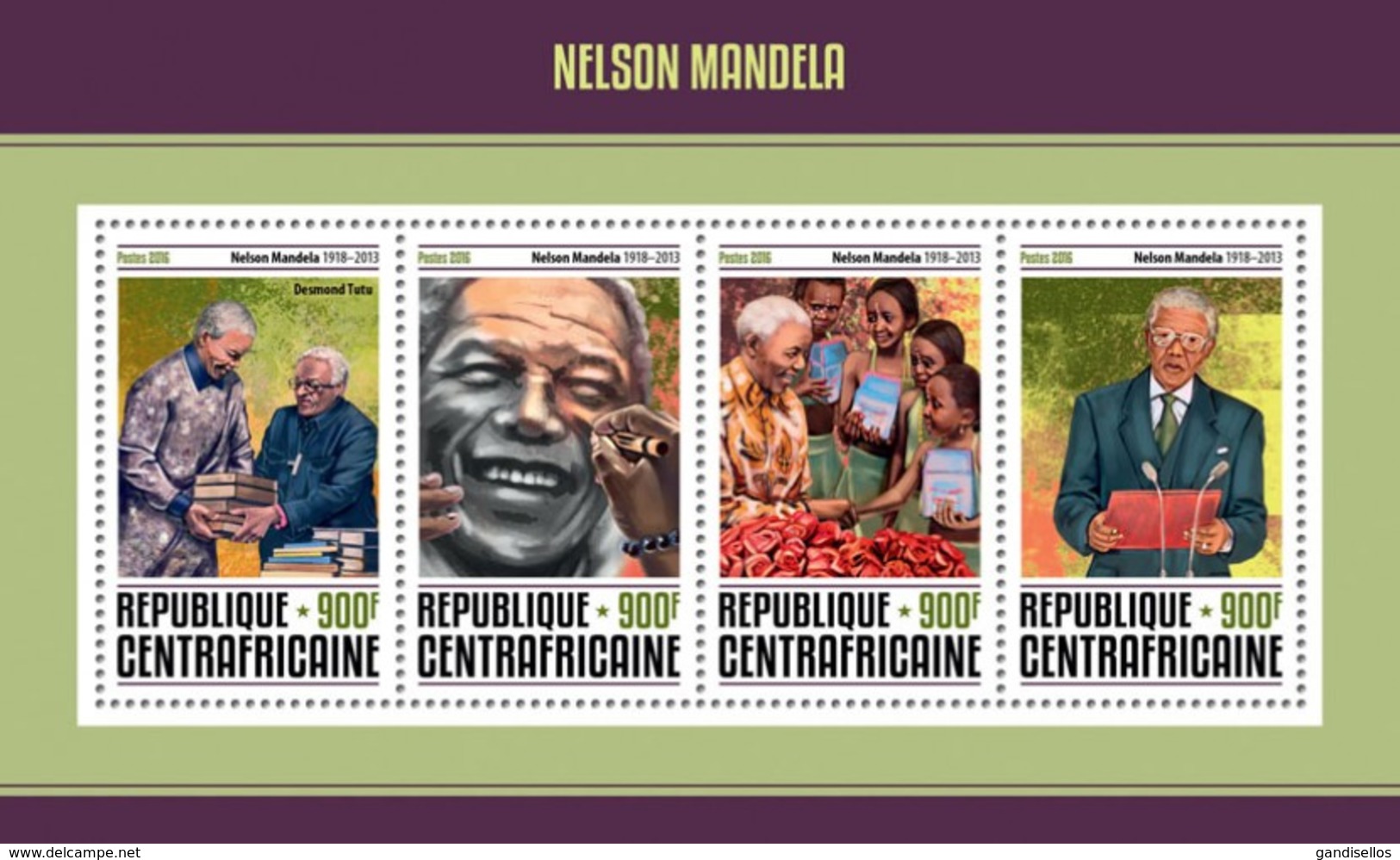 CENTRAFRICAINE 2016 SHEET NELSON MANDELA NOBEL PRIZE Ca16609a - Centrafricaine (République)