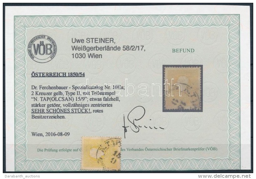 O 1858 2kr II S&aacute;rga 'N.TAP(OLCSAN)' Certificate: Steiner - Altri & Non Classificati