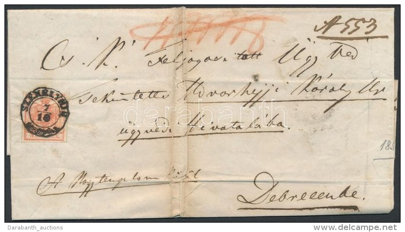 1853 3kr + 6kr Aj&aacute;nlott Lev&eacute;len / On Registered Cover 'SZ&Eacute;KELYH&Iacute;D' - 'DEBRECZEN' - Altri & Non Classificati