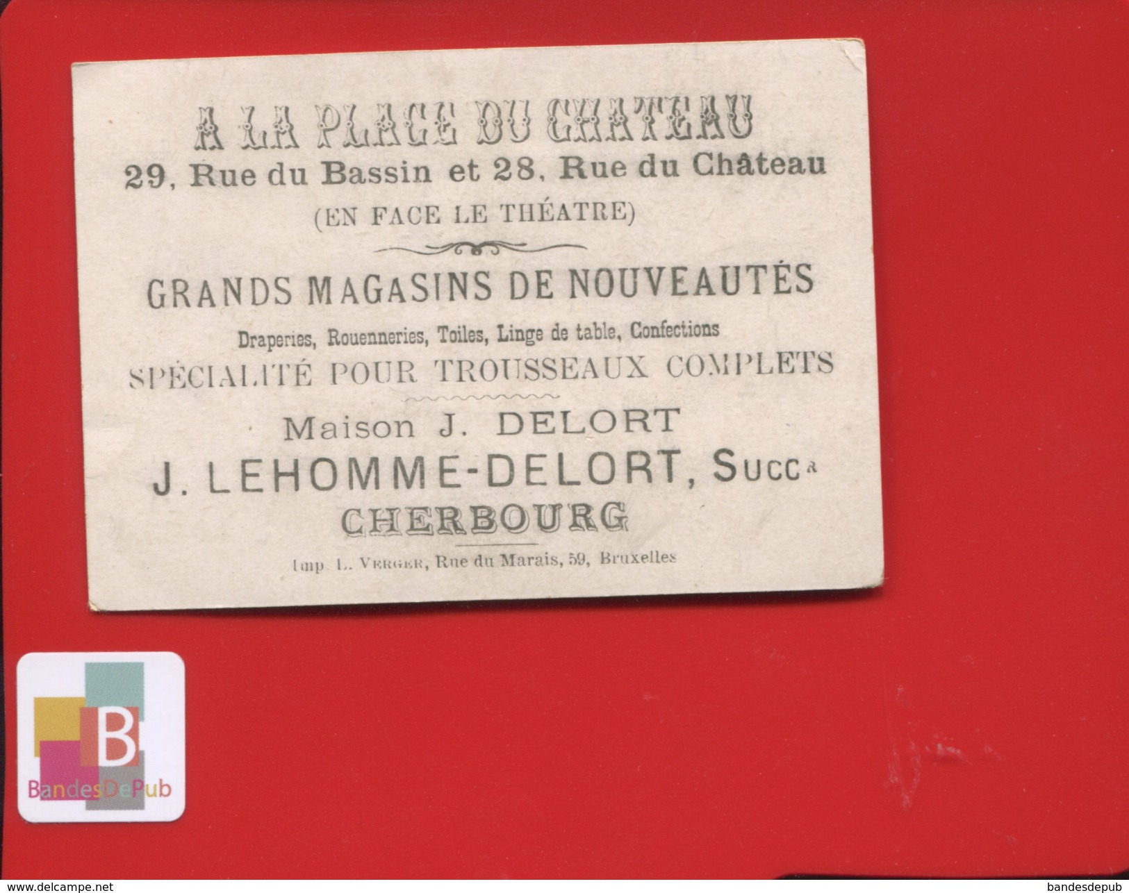 Cherbourg LEHOMME DELORT  Place Du Château Jolie Chromo VERGER  Enfants Hiver Glissade Neige Partie De Boules - Autres & Non Classés