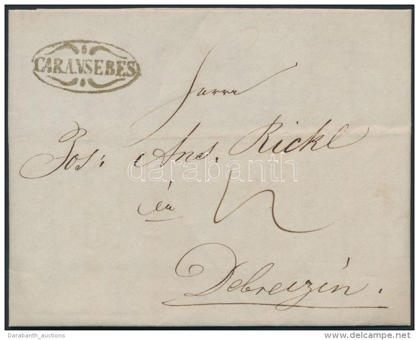 1843 Port&oacute;s Lev&eacute;l / Unpaid Cover 'CARANSEBES' - 'DEBREZIN' - Autres & Non Classés