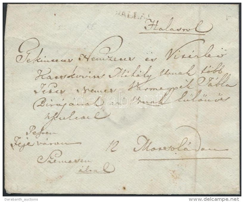 1839 Port&oacute;s Lev&eacute;l / Unpaid Cover 'HALLAS' - Altri & Non Classificati