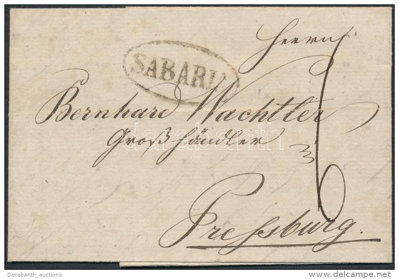 1836 Port&oacute;s Lev&eacute;l / Unpaid Cover 'SABARIA' - Altri & Non Classificati