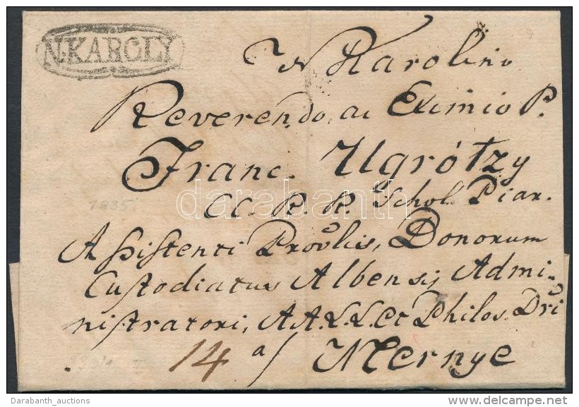 1835 Port&oacute;s Lev&eacute;l / Unpaid Cover 'N:KAROLY' - Altri & Non Classificati