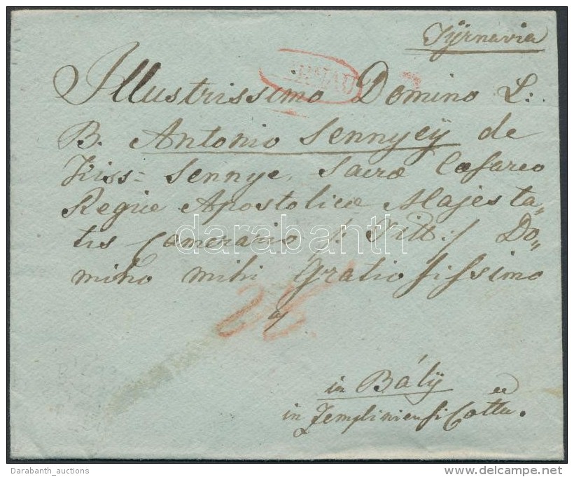 1835 Port&oacute;s Lev&eacute;l Piros / Unpaid Cover Red '(TY)RNAU' - Altri & Non Classificati