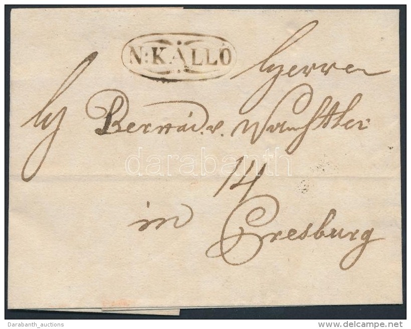 1834 Port&oacute;s Lev&eacute;l / Unpaid Cover 'N.KALLO' - Presburg - Altri & Non Classificati