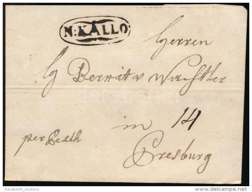 1834 Port&oacute;s Lev&eacute;l / Unpaid Cover 'N:KALLO' - Altri & Non Classificati