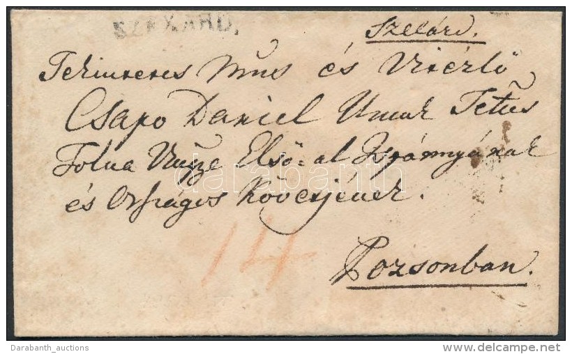 1833 Port&oacute;s Lev&eacute;l / Unpaid Cover 'SZEXARD' - Altri & Non Classificati