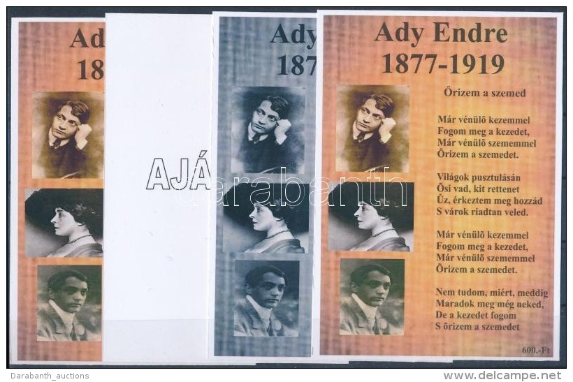 ** 2009/06 Ady Endre 4 Db-os Eml&eacute;k&iacute;v Garnit&uacute;ra (28.000) - Altri & Non Classificati