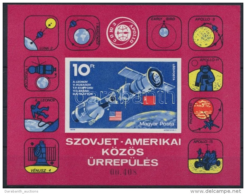 ** 1975 Szovjet-amerikai K&ouml;z&ouml;s Å±rrep&uuml;l&eacute;s V&aacute;gott Blokk (4.200) - Altri & Non Classificati