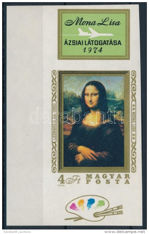 ** 1974 Mona Lisa V&aacute;gott Szelv&eacute;nyes &iacute;vsz&eacute;li B&eacute;lyeg (4.000) - Altri & Non Classificati