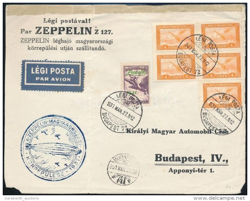 1931 Zeppelin K&ouml;rrep&uuml;l&eacute;s Lev&eacute;l ElÅ‘lap 2P Zeppelin B&eacute;rmentes&iacute;t&eacute;ssel - Altri & Non Classificati