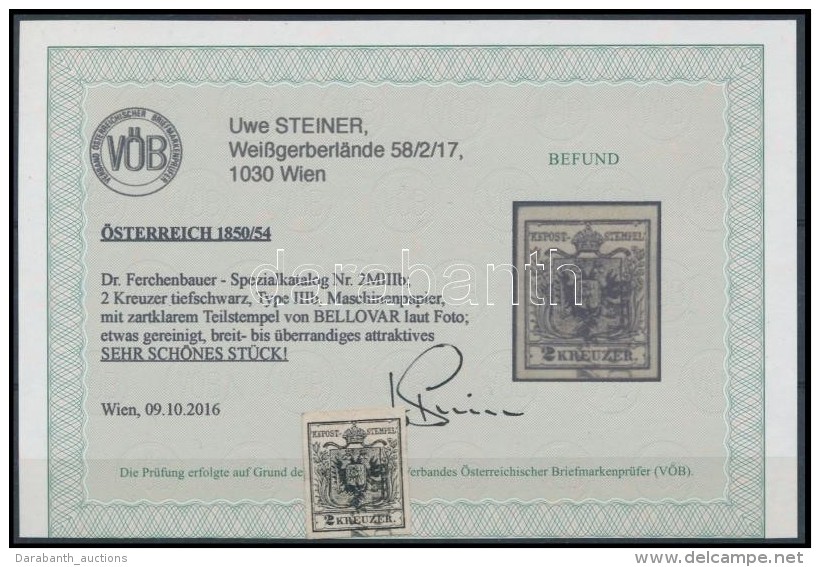 O 1850 2kr Steiner Attest-tel - Altri & Non Classificati