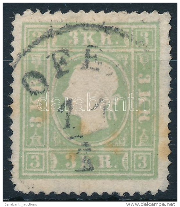 O 1858 3kr Z&ouml;ld (20.000) ,,OFEN' (gyenge Sarokfogak/ Short Corner Perfs) - Altri & Non Classificati