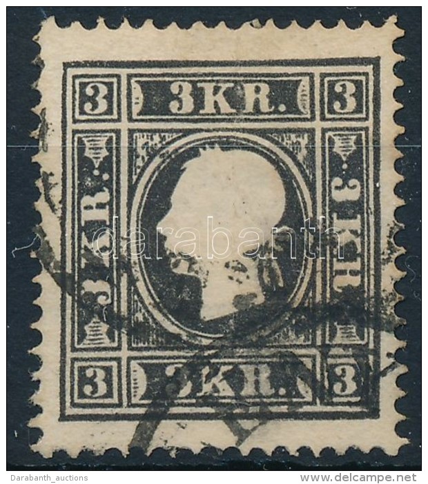 O 1858 3kr Fekete (40.000) (jav&iacute;tott/ Repaired) - Altri & Non Classificati