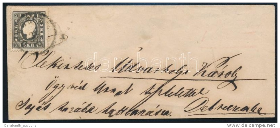 ~1860 3kr I Fekete (bulldogfej) Helyi Lev&eacute;len 'DEBRECZIN' (150.000) - Other & Unclassified