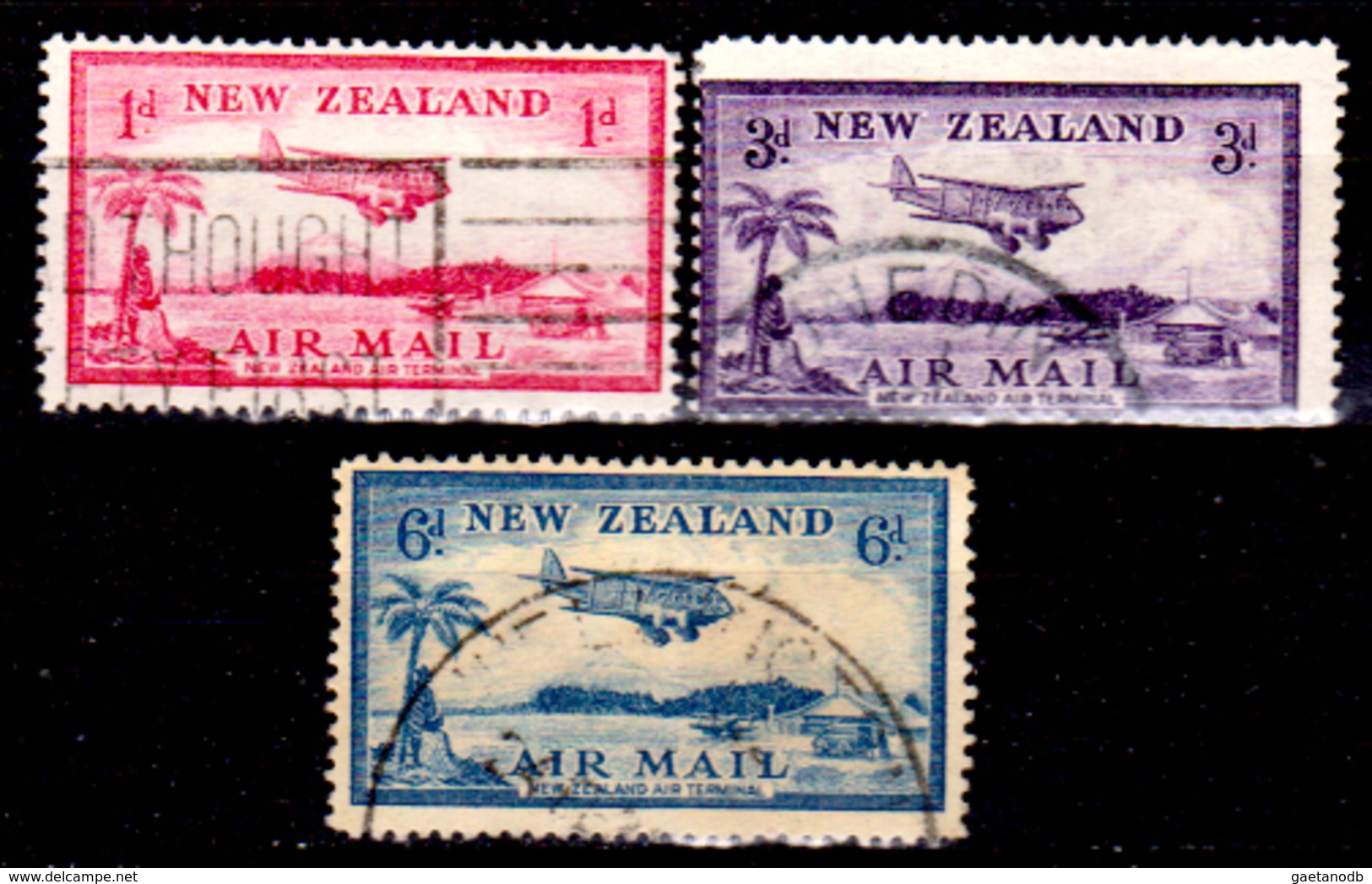 Nuova-Zelanda-0061 - Posta Aerea 1935 - Y&T N. 6-8 (o) Used - Senza Difetti Occulti. - Luchtpost