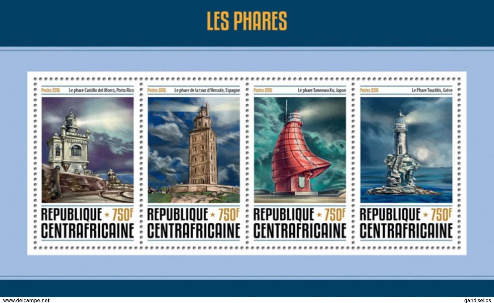 CENTRAFRICAINE 2016 SHEET LIGHTHOUSES PHARES FAROS FARI FAROIS Ca16614a - Centrafricaine (République)