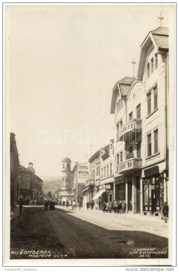 T2/T3 1929 R&oacute;zsahegy, Ruzomberok; Mostova Ulica / H&iacute;d Utca, &uuml;zletek / Street View, Shops, Lumen... - Non Classificati