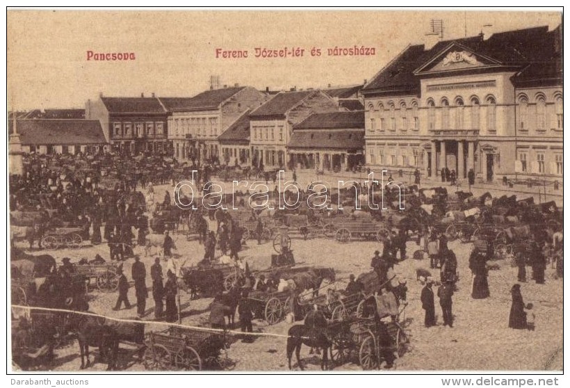 T2/T3 Pancsova, Pancevo; Ferenc J&oacute;zsef T&eacute;r, V&aacute;rosh&aacute;za, Piac  / Market Square, Town Hall... - Non Classificati