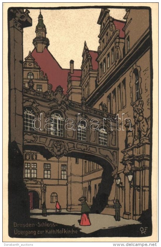 ** T1 Dresden, Schloss-&Uuml;bergang Zur Kath. Hofkirche, Kunstverlag Max K&ouml;hler, K&uuml;nstler-Steinzeichnung - Non Classificati