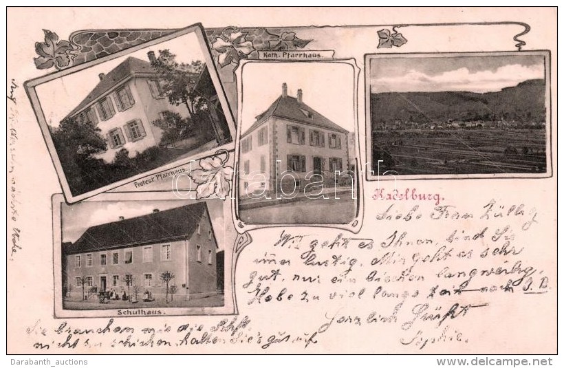 T2 Kadelburg, Schulhaus, Katholische Und Protest. Pfarrhaus / School, Parishes, Floral, Art Nouveau (fl) - Non Classificati