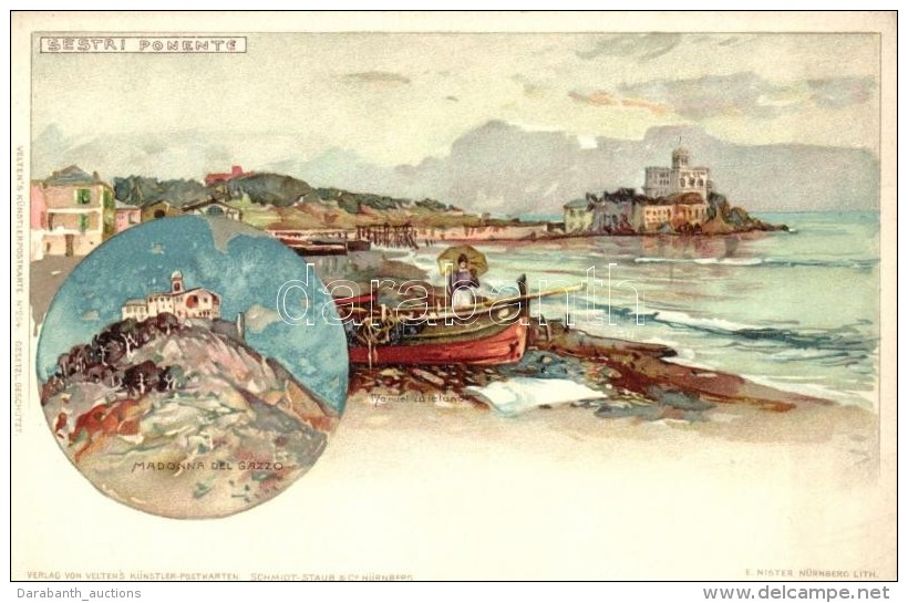 ** T2 Sestri Ponente, Madonna Del Gazzo; Velten's K&uuml;nstlerpostkarte No. 204. Litho S: Manuel Wielandt - Non Classificati