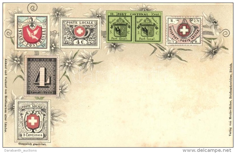 ** T2 Switzerland, Post Locale Stamps, Floral Emb. Litho; Verlag Von Menke-Huber - Non Classificati