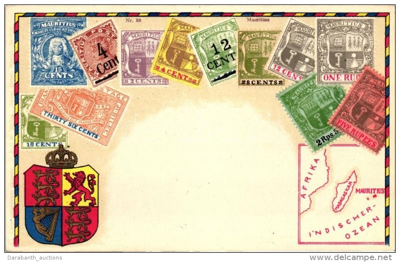 ** T1 Mauritius - Set Of Stamps, Ottmar Zieher's Carte Philatelique No. 88. Litho - Non Classificati