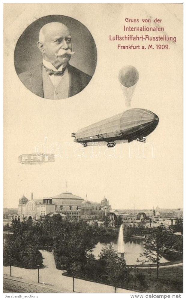 ** T1 1909 Gruss Von Der Internationalen Luftschifffahrt-Ausstellung. Frankfurt / Hot Air Balloon, Graf Zeppelin - Non Classificati