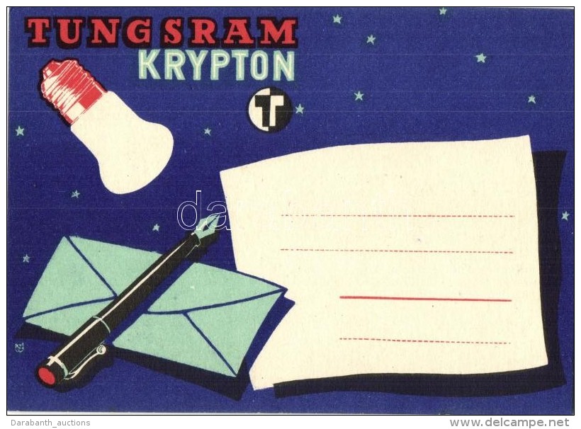 * T2 Tunsgram Krypton Rekl&aacute;mlap / Tunsgram Lightbulb Advertisement Card - Non Classificati