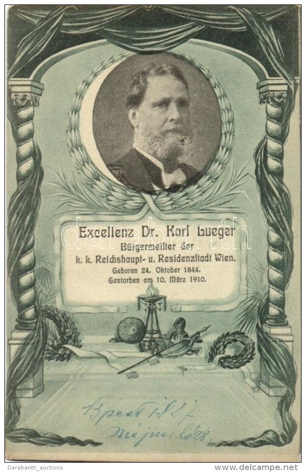 T2 Excellenz Dr. Karl Lueger, B&uuml;rgermeister Der K. K. Residenstadt Wien / Commemorative Postcard - Non Classificati