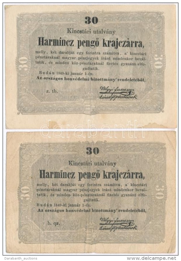 1849. 30kr 'Kossuth Bank&oacute;' (2x) T:III - Non Classificati